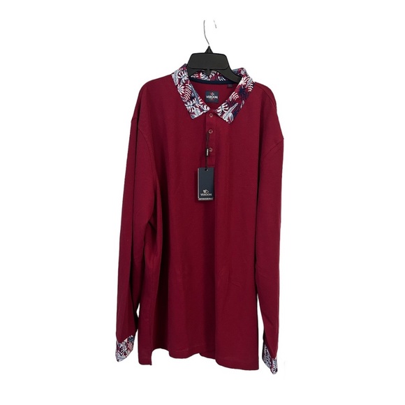 Men’s Burgundy Long Sleeves Shirt Size 3XL - Picture 2 of 9